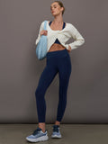 High Rise Pocket Legging in Diamond Compression - Navy