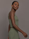 V-Neck Tank in Melt - Moss