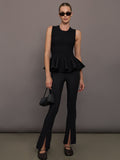 Peplum Sweater Tank - Black