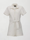 Short Romper in Interlock - Moonbeam Heather