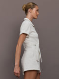 Short Romper in Interlock - Moonbeam Heather