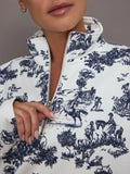 Toile Half Zip - Navy Toile