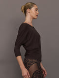 Long Sleeve Off Shoulder Tee - Chocolate Torte