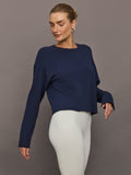 Crew Neck Sweatshirt in French Terry - Navy Blazer