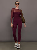 Ruched Mesh Long Sleeve Top in Melt - Fig