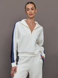 Half Zip With Contrast Stripe in Scuba - Ivory