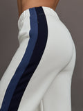 Wide Leg Track Pant in Scuba - Ivory