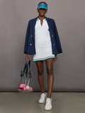 Knife Pleat Knit Skort - White with Green Trim