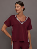 Sienna V Neck Tee - Red